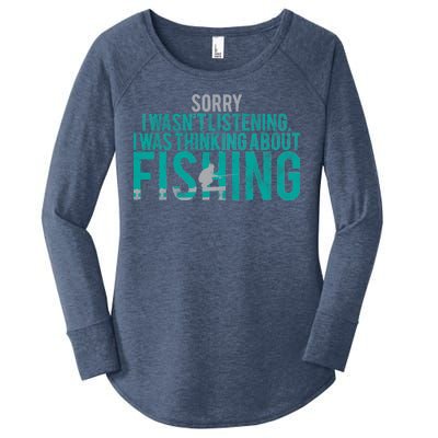 Sorry I Was Thinking About Fishing Women's Perfect Tri Tunic Long Sleeve Shirt