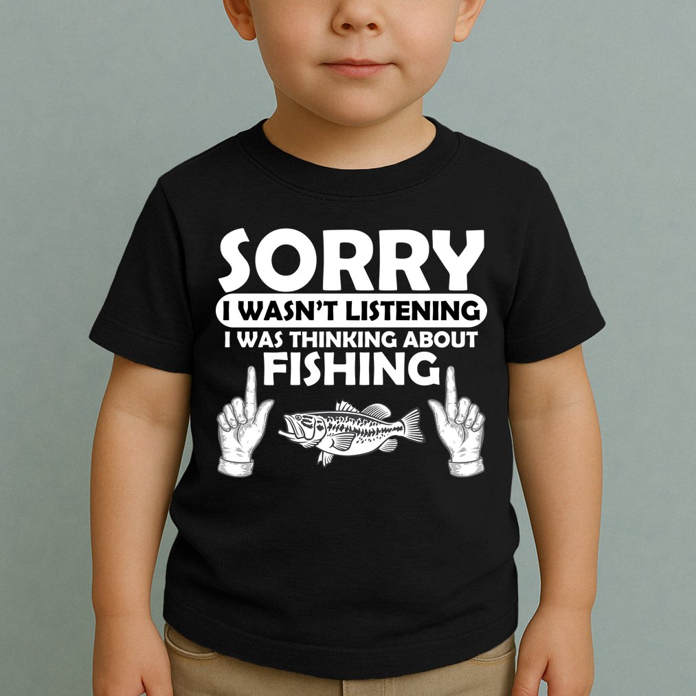 Sorry I Wasn't Listening I Was Thinking About Fishing Toddler T-Shirt