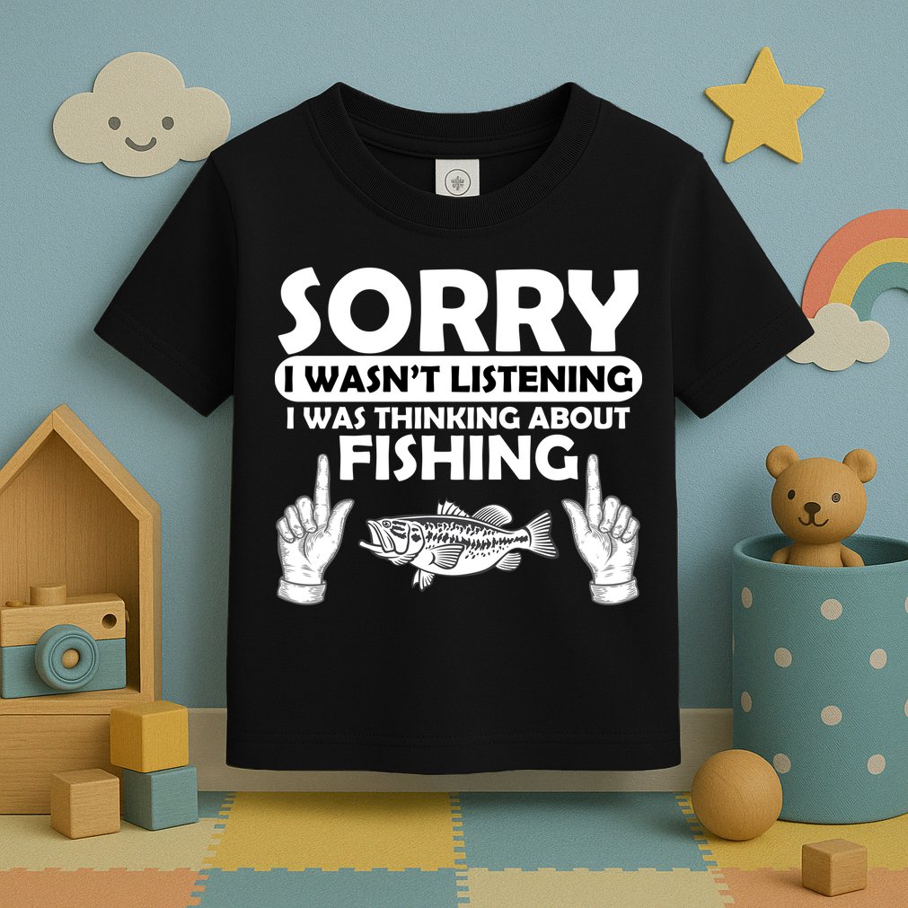 Sorry I Wasn't Listening I Was Thinking About Fishing Toddler T-Shirt