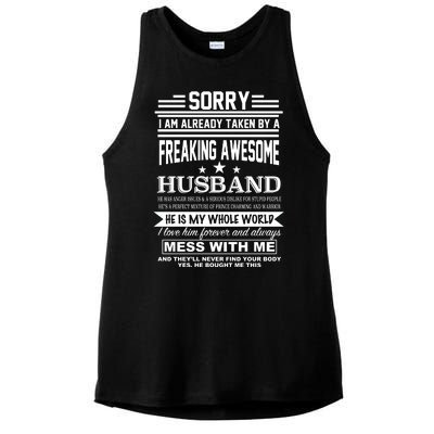 Sorry I'm Already Taken By A Freaking Awesome Husband Ladies PosiCharge Tri-Blend Wicking Tank