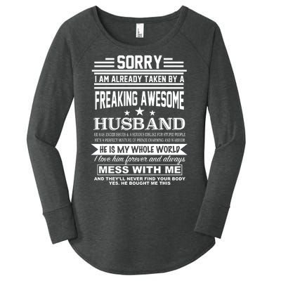 Sorry I'm Already Taken By A Freaking Awesome Husband Women's Perfect Tri Tunic Long Sleeve Shirt