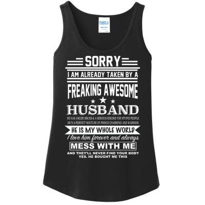 Sorry I'm Already Taken By A Freaking Awesome Husband Ladies Essential Tank