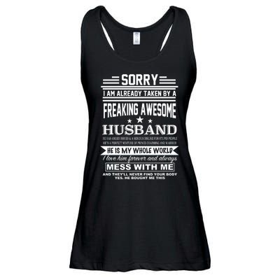 Sorry I'm Already Taken By A Freaking Awesome Husband Ladies Essential Flowy Tank