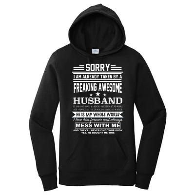 Sorry I'm Already Taken By A Freaking Awesome Husband Women's Pullover Hoodie