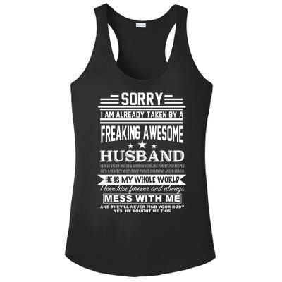 Sorry I'm Already Taken By A Freaking Awesome Husband Ladies PosiCharge Competitor Racerback Tank