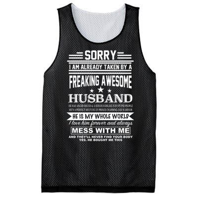 Sorry I'm Already Taken By A Freaking Awesome Husband Mesh Reversible Basketball Jersey Tank