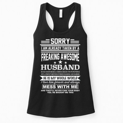 Sorry I'm Already Taken By A Freaking Awesome Husband Womens Tank Top