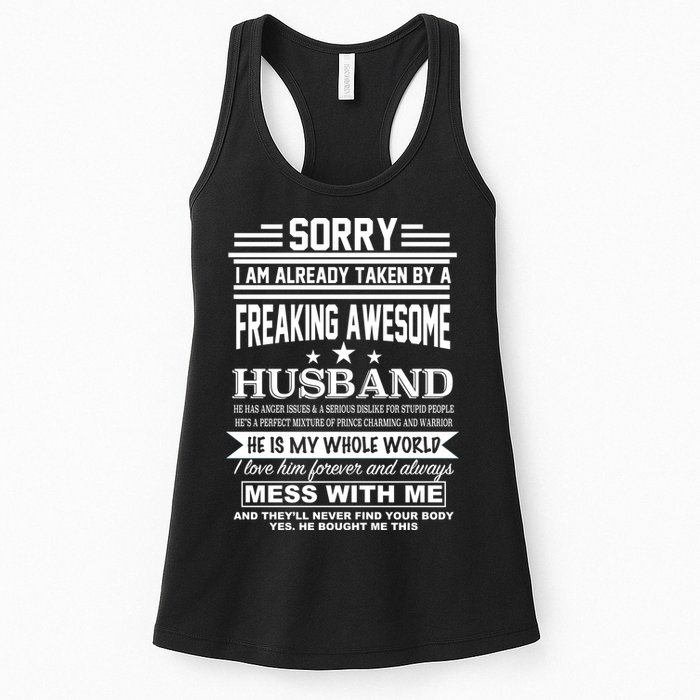 Sorry I'm Already Taken By A Freaking Awesome Husband Womens Tank Top