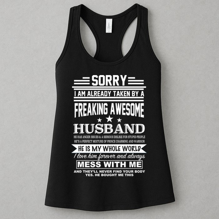 Sorry I'm Already Taken By A Freaking Awesome Husband Womens Tank Top