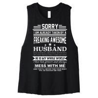 Sorry I'm Already Taken By A Freaking Awesome Husband Women's Racerback Cropped Tank