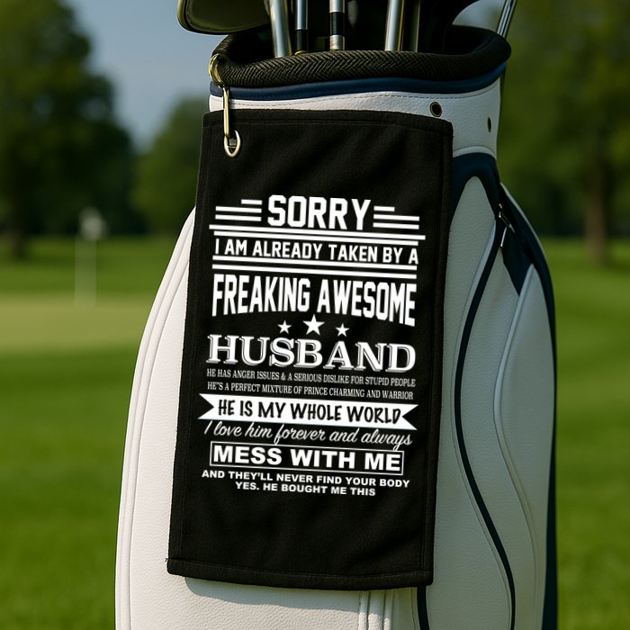 Sorry I'm Already Taken By A Freaking Awesome Husband Golf Towel