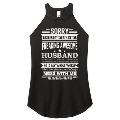 Sorry I'm Already Taken By A Freaking Awesome Husband Women’s Perfect Tri Rocker Tank