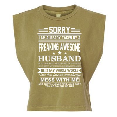 Sorry I'm Already Taken By A Freaking Awesome Husband Garment-Dyed Women's Muscle Tee