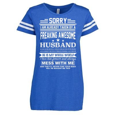 Sorry I'm Already Taken By A Freaking Awesome Husband Enza Ladies Jersey Football T-Shirt