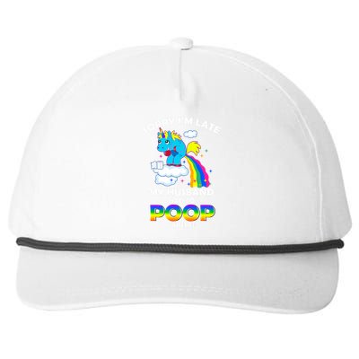 Sorry I'm Late My Husband Had To Poop Snapback Five-Panel Rope Hat