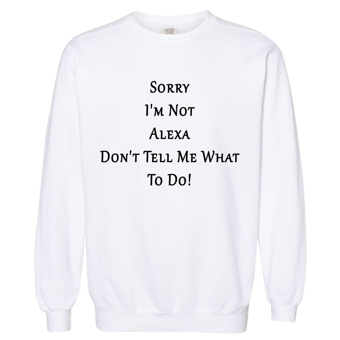 Sorry I'm Not Alexa Don't Tell Me What To Do! Garment-Dyed Sweatshirt