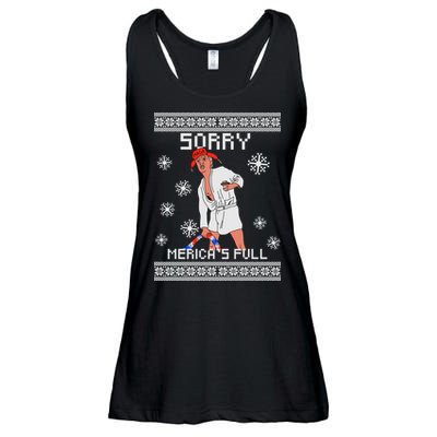 Sorry Merica's Full Trump Supporter Ugly Christmas Ladies Essential Flowy Tank