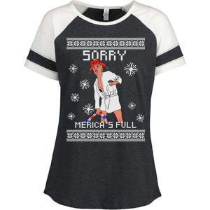 Sorry Merica's Full Trump Supporter Ugly Christmas Enza Ladies Jersey Colorblock Tee