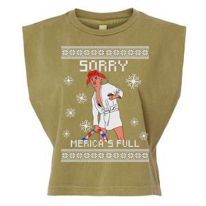 Sorry Merica's Full Trump Supporter Ugly Christmas Garment-Dyed Women's Muscle Tee