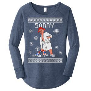 Sorry Merica's Full Trump Supporter Ugly Christmas Women's Perfect Tri Tunic Long Sleeve Shirt