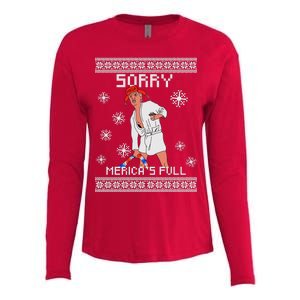 Sorry Merica's Full Trump Supporter Ugly Christmas Womens Cotton Relaxed Long Sleeve T-Shirt