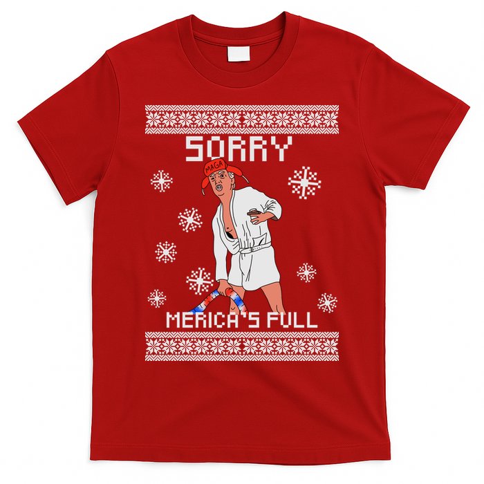 Sorry Merica's Full Trump Supporter Ugly Christmas T-Shirt