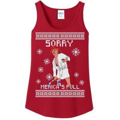 Sorry Merica's Full Trump Supporter Ugly Christmas Ladies Essential Tank