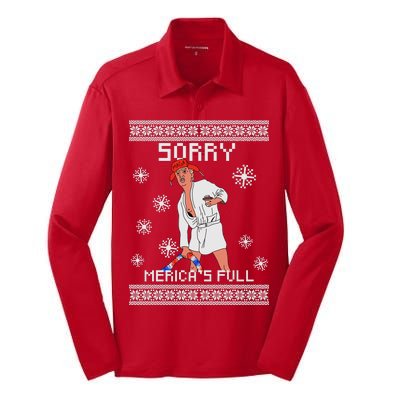 Sorry Merica's Full Trump Supporter Ugly Christmas Silk Touch Performance Long Sleeve Polo