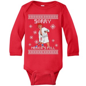 Sorry Merica's Full Trump Supporter Ugly Christmas Baby Long Sleeve Bodysuit