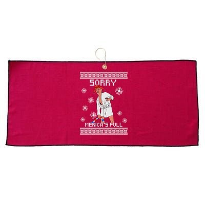 Sorry Merica's Full Trump Supporter Ugly Christmas Large Microfiber Waffle Golf Towel