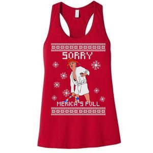 Sorry Merica's Full Trump Supporter Ugly Christmas Women's Racerback Tank