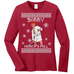 Sorry Merica's Full Trump Supporter Ugly Christmas Ladies Long Sleeve Shirt