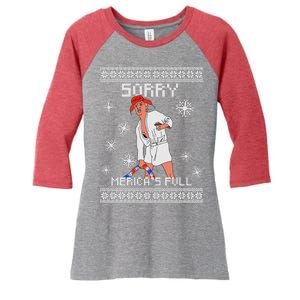 Sorry Merica's Full Trump Supporter Ugly Christmas Women's Tri-Blend 3/4-Sleeve Raglan Shirt