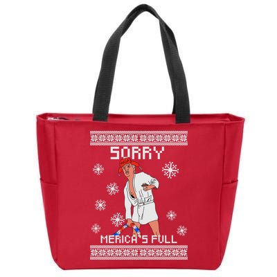 Sorry Merica's Full Trump Supporter Ugly Christmas Zip Tote Bag