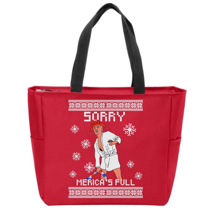 Sorry Merica's Full Trump Supporter Ugly Christmas Zip Tote Bag