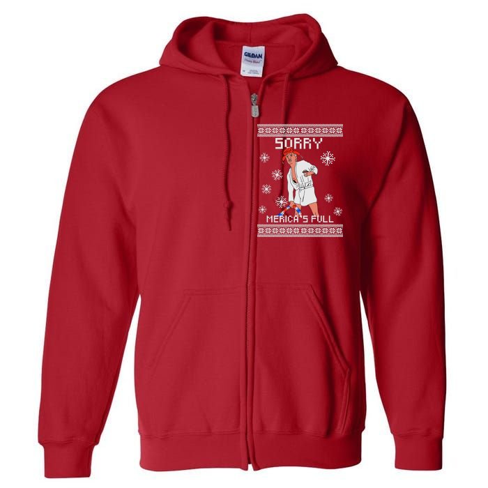 Sorry Merica's Full Trump Supporter Ugly Christmas Full Zip Hoodie