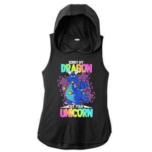 Sorry My Dragon Ate Your Unicorn Ladies PosiCharge Tri-Blend Wicking Draft Hoodie Tank