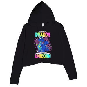 Sorry My Dragon Ate Your Unicorn Crop Fleece Hoodie