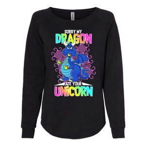 Sorry My Dragon Ate Your Unicorn Womens California Wash Sweatshirt