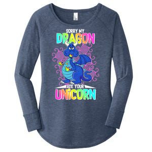 Sorry My Dragon Ate Your Unicorn Women's Perfect Tri Tunic Long Sleeve Shirt