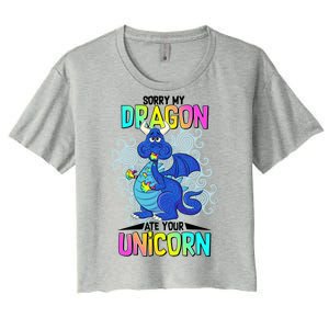 Sorry My Dragon Ate Your Unicorn Women's Crop Top Tee