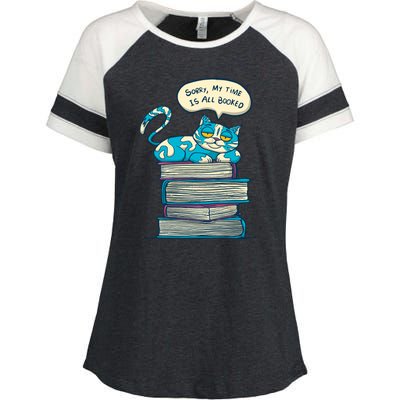 Sorry My Time Is All Booked Cat  Enza Ladies Jersey Colorblock Tee