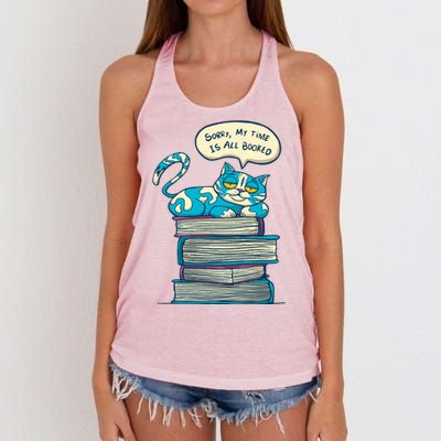 Sorry My Time Is All Booked Cat  Women's Knotted Racerback Tank