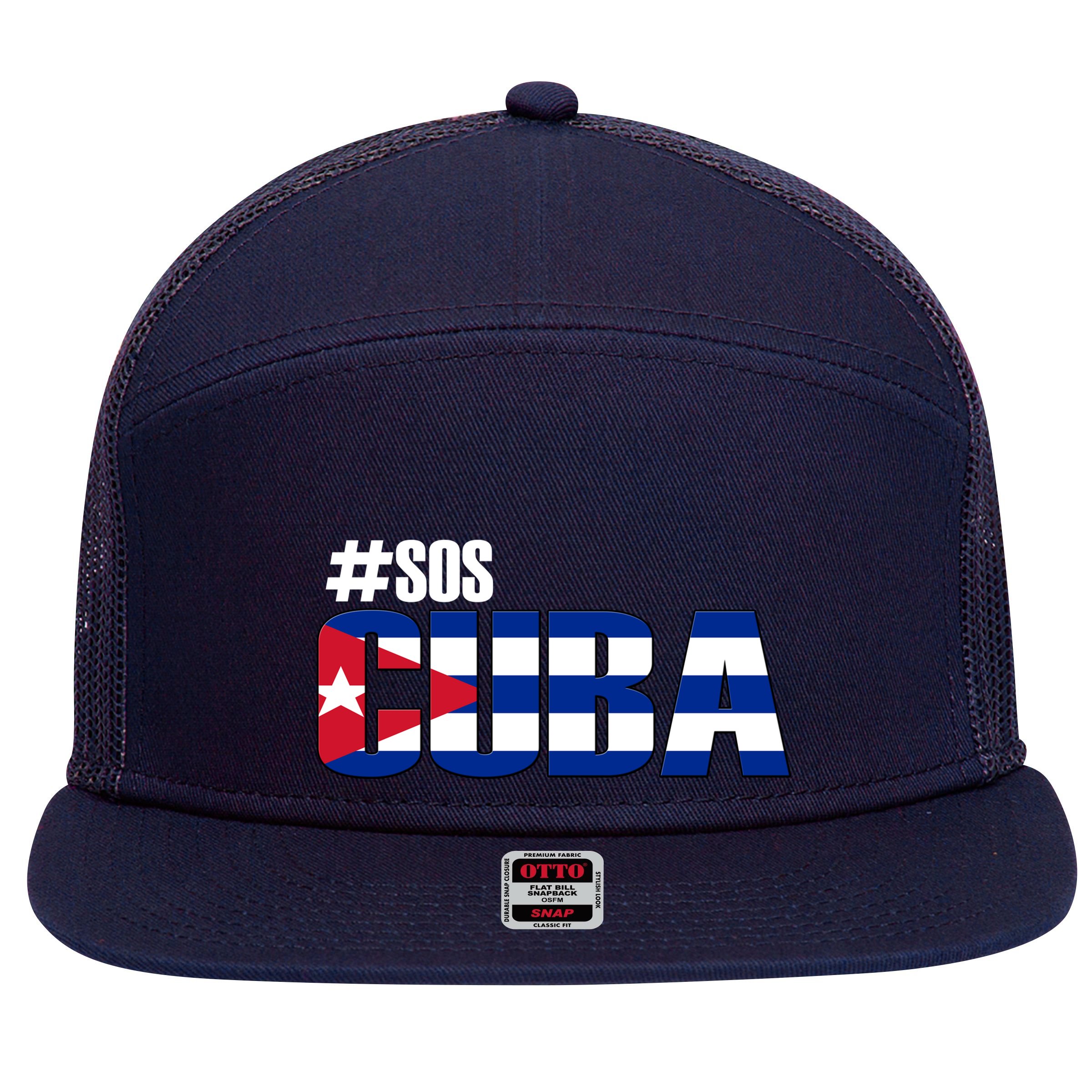 SOS Cuba 7 Panel Mesh Trucker Snapback Hat