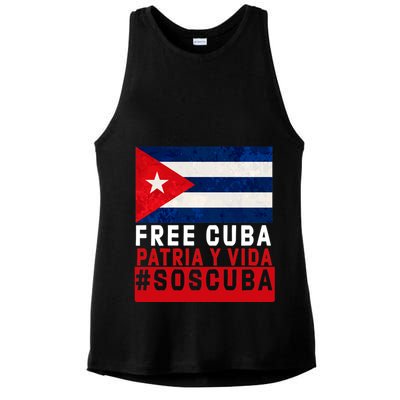 SOS Cuba Cuba Flag Cuban Fist Free Cuba Libre 2021 Cuban  Ladies PosiCharge Tri-Blend Wicking Tank