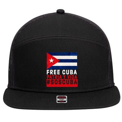 SOS Cuba Cuba Flag Cuban Fist Free Cuba Libre 2021 Cuban  7 Panel Mesh Trucker Snapback Hat