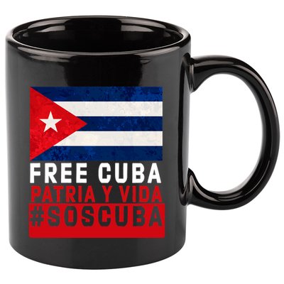 SOS Cuba Cuba Flag Cuban Fist Free Cuba Libre 2021 Cuban  11oz C Handle Ceramic Mug