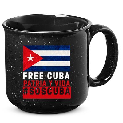 SOS Cuba Cuba Flag Cuban Fist Free Cuba Libre 2021 Cuban  15oz Campfire Ceramic Mug