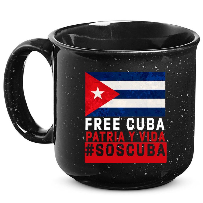 SOS Cuba Cuba Flag Cuban Fist Free Cuba Libre 2021 Cuban  15oz Campfire Ceramic Mug