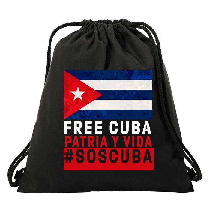 SOS Cuba Cuba Flag Cuban Fist Free Cuba Libre 2021 Cuban  Drawstring Bag